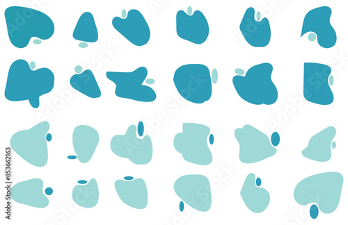 coloring and black/white Blob shape organic set. Fluid cooler blob shape vector for abstract design. Abstract watery forms template. Organic blobs set icon on transparent background.