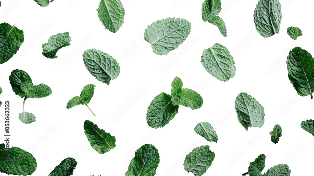 Mint leaves on a transparent background Mint leaves on a transparent background