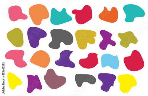 Organic blobs set icon on transparent background. coloring Blob shape organic set. Fluid cooler blob shape vector for abstract design. Abstract watery forms template. 