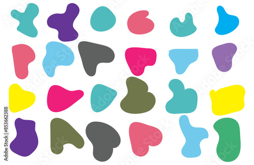 Organic blobs set icon on transparent background. coloring Blob shape organic set. Fluid cooler blob shape vector for abstract design. Abstract watery forms template. 