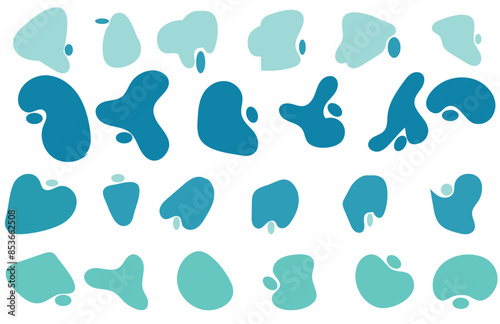 Organic blobs set icon on transparent background. coloring Blob shape organic set. Fluid cooler blob shape vector for abstract design. Abstract watery forms template. 
