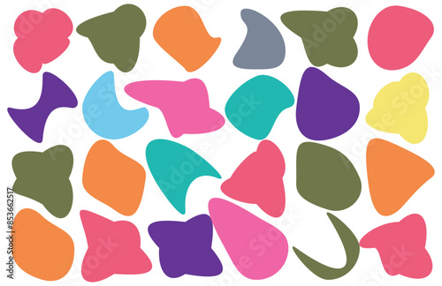 Organic blobs set icon on transparent background. coloring Blob shape organic set. Fluid cooler blob shape vector for abstract design. Abstract watery forms template. 