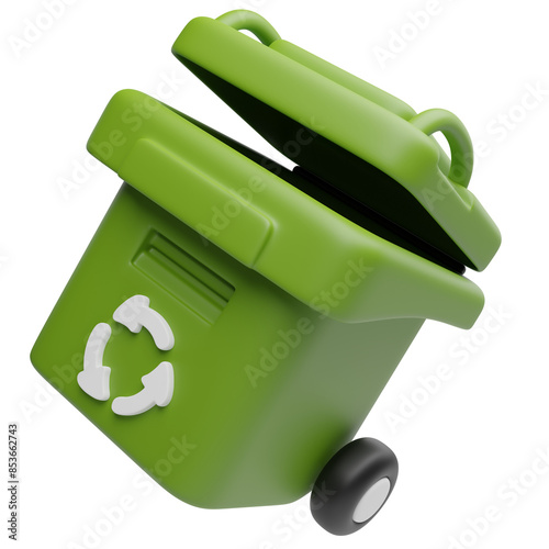 recycling concept An ecological system for recycling and reusing Ecological waste management and sustainable and economical way of life 3D recycling symbol on green trash can