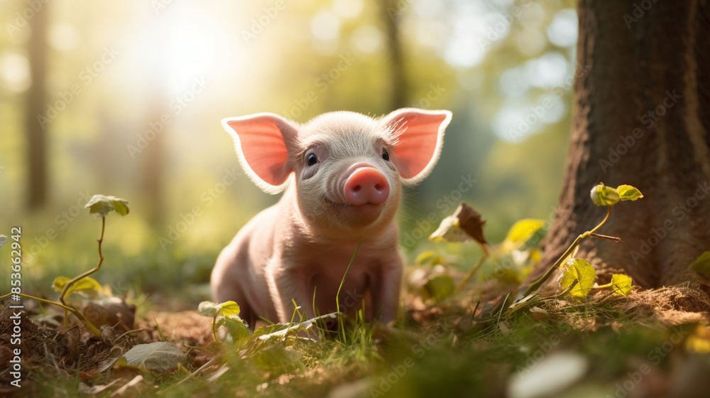 A picture of a piglet in nature A picture of a piglet in nature