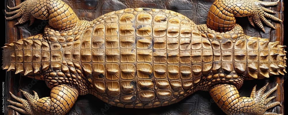 Obraz premium Luxurious texture of crocodile skin, closeup shot, intricate patterns, rich and detailed, exotic material