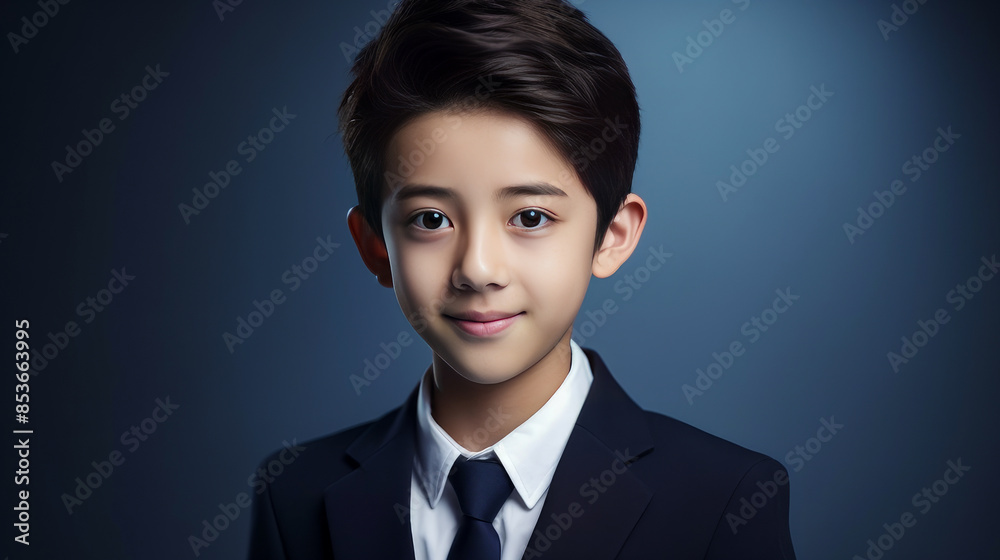 Portrait of a cute handsome happy Asian teenager guy with perfect skin, dark blue background, banner. Portrait of a cute handsome happy Asian teenager guy with perfect skin, dark blue background, banner.
