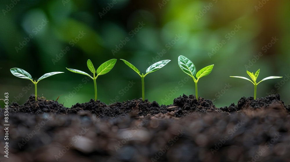 Fototapeta premium Growing money coins with green plant growing out of it, business and financial growth conceptConcept of saving,investment,money growing Concept of carbon trading market