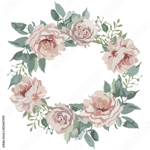Wallpaper Mural Pink Rose Wreath for Spring or Summer Door Torontodigital.ca