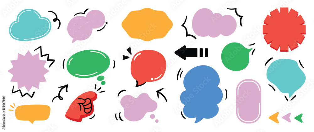 Cute hand drawn speech bubble vector set. Cute hand drawn speech bubble vector set.