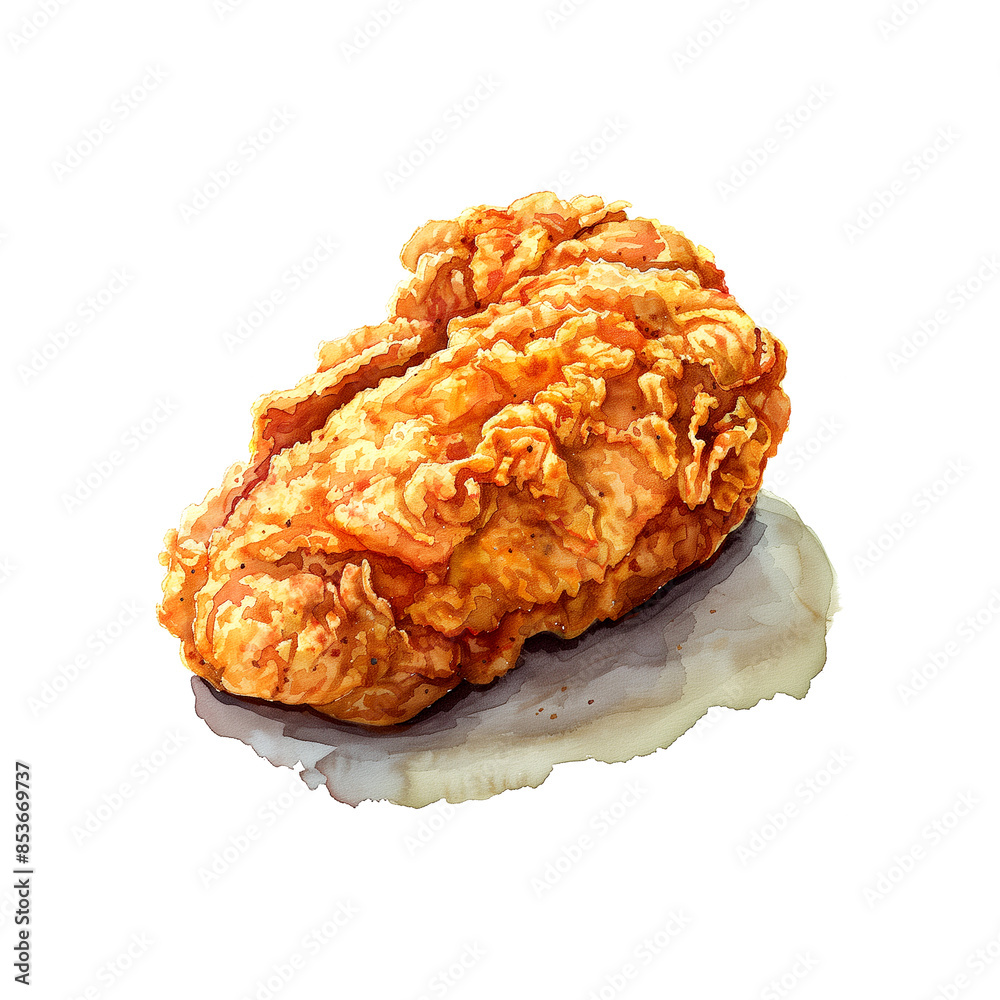 Watercolor illustration of fried chicken on white background
Watercolor illustration of fried chicken on white background
