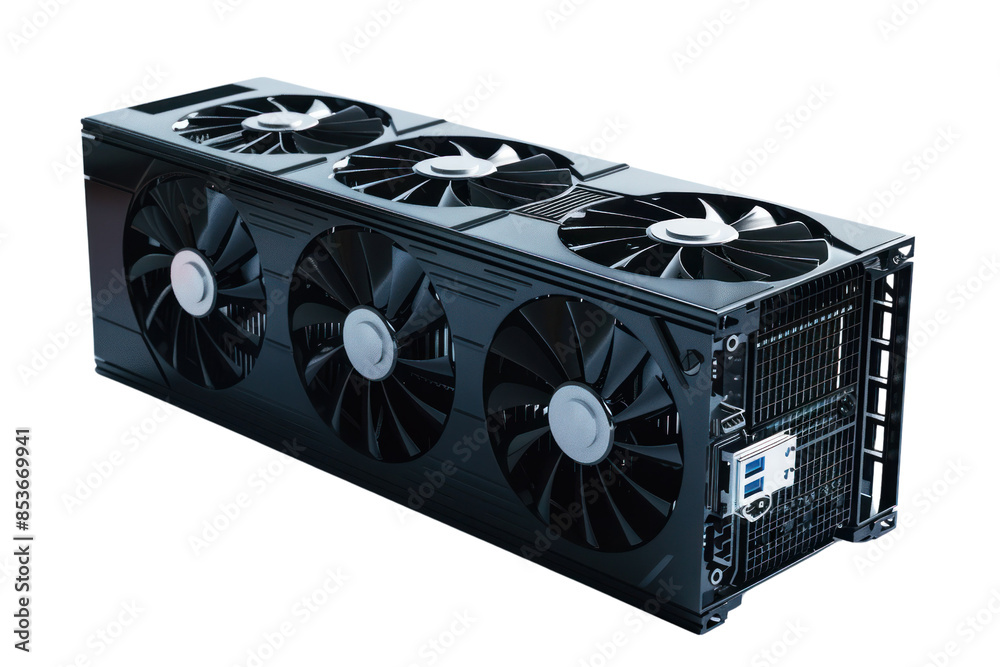 High-performance GPU unit with multiple cooling fans for cryptocurrency ...