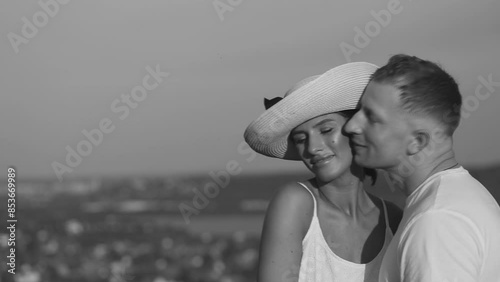 Couple, love and kissing in home for romantic