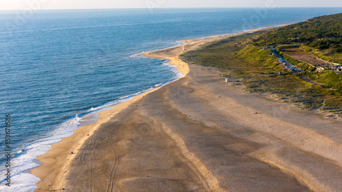 The coast of Atlantic ocean in Nazare, Portugal photo