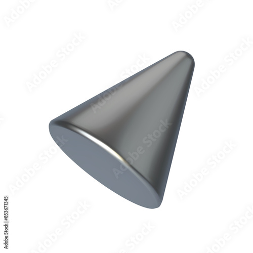 Silver cone in 3D Style isolated on white background. Vector illustration