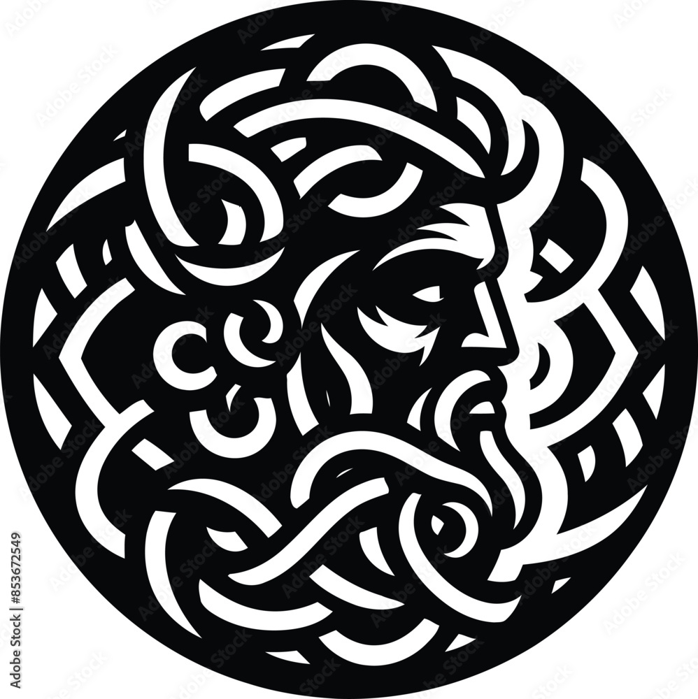 zeus in silhouete with celtic knot pattern illustration zeus in silhouete with celtic knot pattern illustration