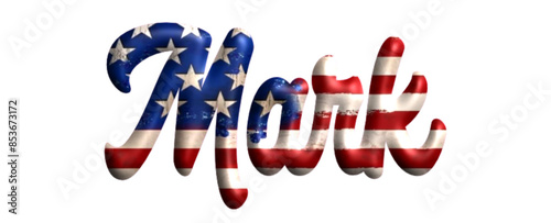 Mark - Bandiera degli Stati Uniti - nome proprio - scrittura tubolare effetto tridimensionale - Grafica vettoriale - Parola auguri, banner, biglietti, stampe, cricut, silhouette, sublimazione
 photo