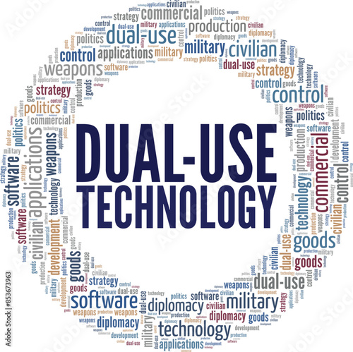 Dual-Use Technology word cloud conceptual design isolated on white background.