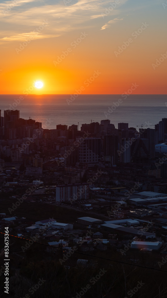 Φωτογραφία Panoramic view of Batumi and the sea from the top of the cable car on the mountain at sunset