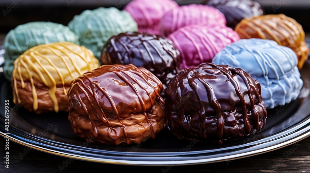 chocolate donuts on a plate chocolate donuts on a plate