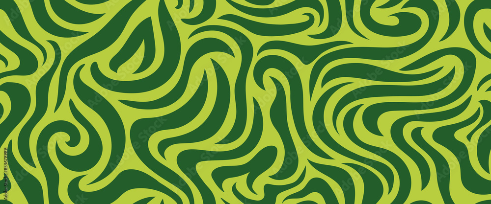 Fototapeta premium Abstract green leaves seamless pattern, natural floral wallpaper, tropical background