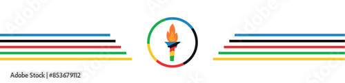 Summer olympic sport games. Header for letters, websites, mailing lists. Strips with torch isolated on white background.