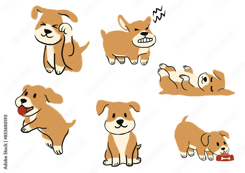 Fototapeta premium Set of Dog Behavior Illustration