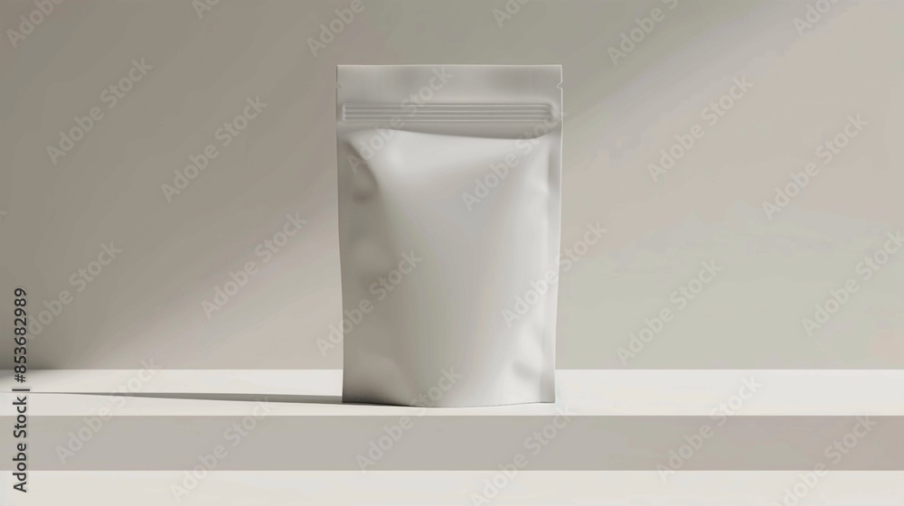 Sleek White Stand-Up Pouch Mockup on Neutral Backdrop - Perfect for Branding Presentations. Generative AI Sleek White Stand-Up Pouch Mockup on Neutral Backdrop - Perfect for Branding Presentations. Generative AI