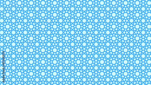 Abstract Islamic decoration pattern on light blue background