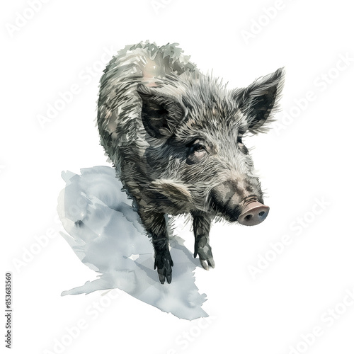 Wallpaper Mural Watercolor illustration of a boar on white background Torontodigital.ca