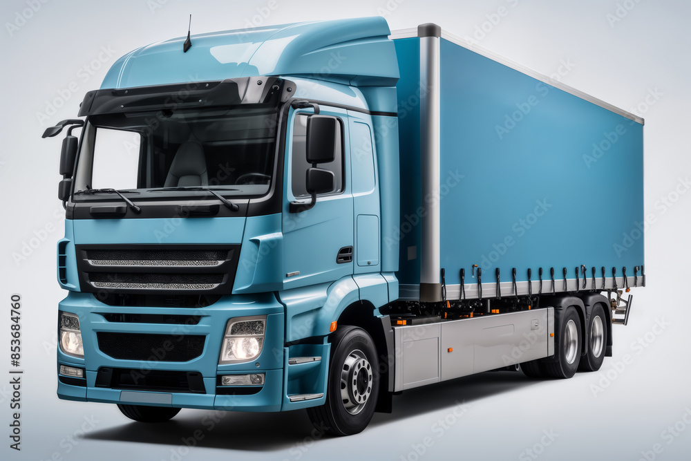 A clean blue truck on white background, one object A clean blue truck on white background, one object