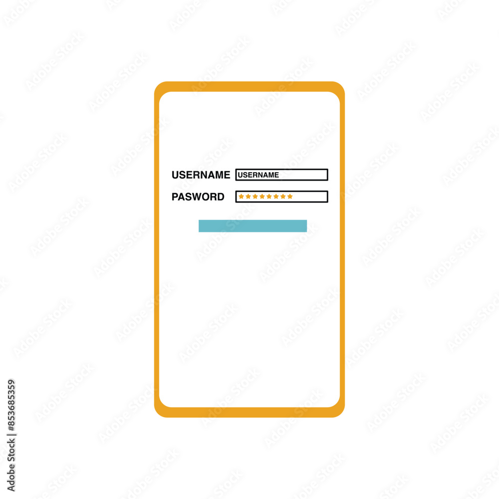 Smartphone with login form. illustration of login page in flat design style. Illustration element design with a technology theme for applications and web pages Smartphone with login form. illustration of login page in flat design style. Illustration element design with a technology theme for applications and web pages