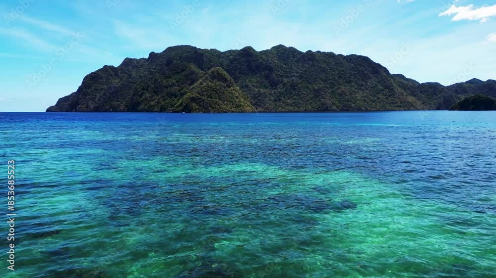 Low Aerial Rising Above Coron Sea Looking Towards Uson Island Time Lapse Low Aerial Rising Above Coron Sea Looking Towards Uson Island Time Lapse