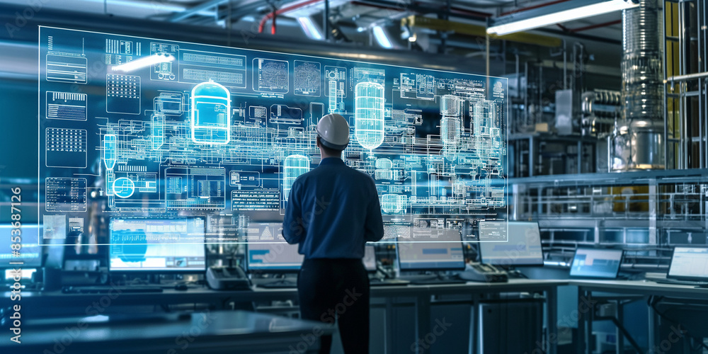 Engineer in Control Room, Industrial Automation | High-Tech Control Center, Monitoring Industrial Processes
Engineer in Control Room, Industrial Automation | High-Tech Control Center, Monitoring Industrial Processes