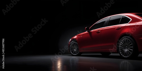 Red car on elegant dark background.