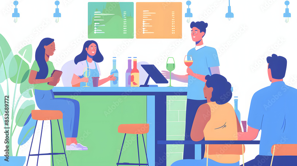 a host greeting people at a podium at the front of a restaurant a host greeting people at a podium at the front of a restaurant