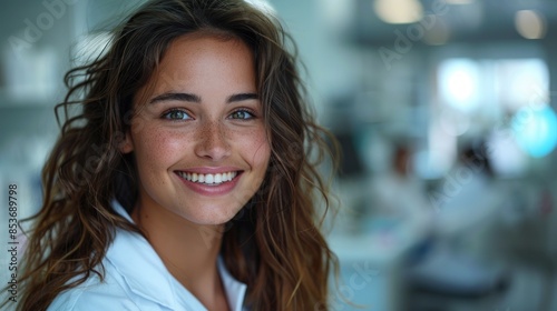 Beautiful young woman doctor brunette laughs while preparing patient for electro stimulation treatment. She is at the new and modern medical clinic for beauty and health care. Free Download Beautiful young woman doctor brunette laughs while preparing patient for electro stimulation treatment. She is at the new and modern medical clinic for beauty and health care. - GFXLoad