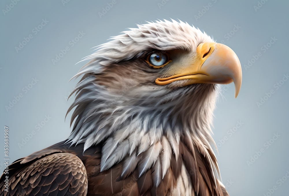 portrait of an eagle, isolated on a blue background portrait of an eagle, isolated on a blue background