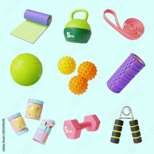 3D Gym training equipment set