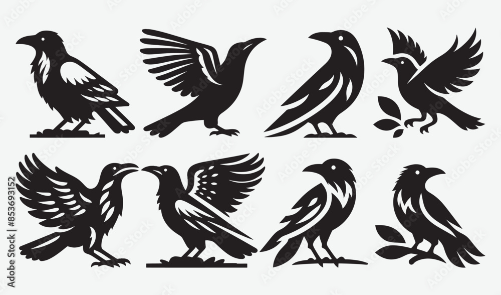 Fototapeta premium Birds Silhouette Vector Collection Hand drawn