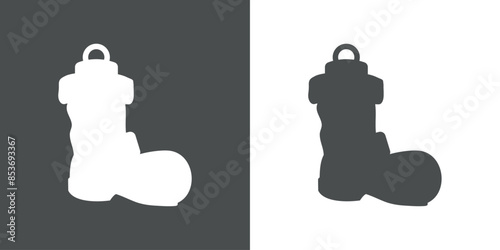 Tiempo de Navidad. Logo con silueta de bota de Santa Claus para colgar como bola de navidad para tarjetas y felicitaciones