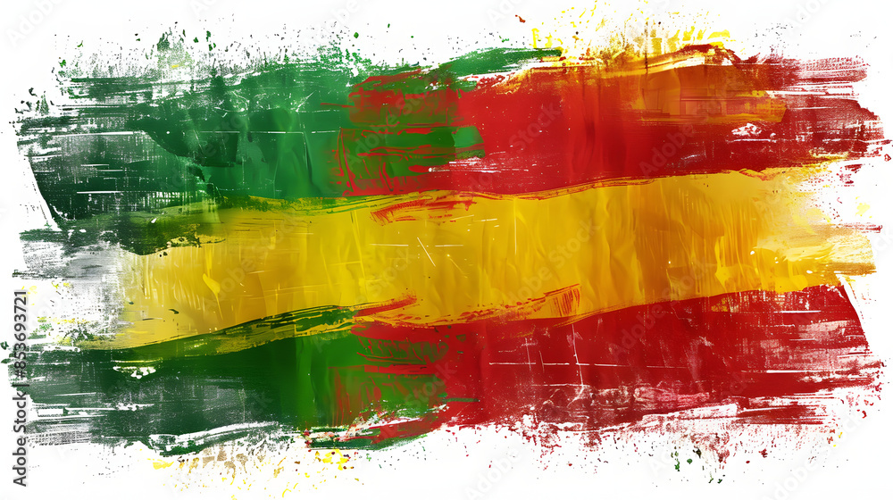 Obraz premium the flag of congo color green yellow red in brush