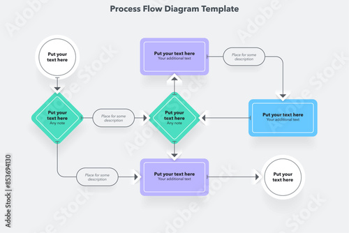 Simple modern template for process flow diagram. Flat infographic design for website or data presentation.