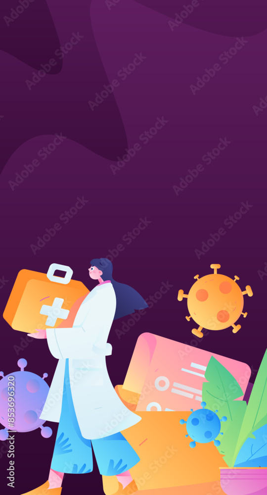 Obraz premium Medical characters fighting the epidemic flat vector concept operation hand drawn illustration