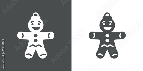 Tiempo de Navidad. Logo con silueta de hombre de pan de jengibre para colgar como bola de navidad para tarjetas y felicitaciones