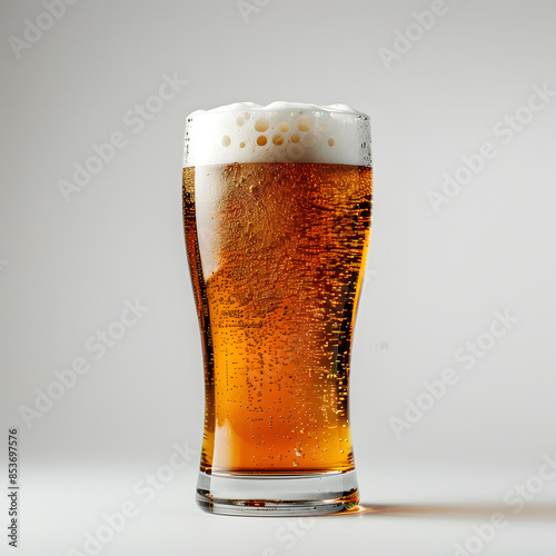 Copa de cerveza con fondo blanco