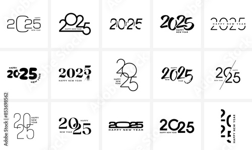 2025 set. New Year vector logo collection