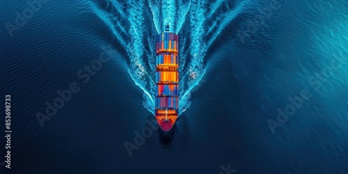 Container Ship Navigating Through the Deep Blue