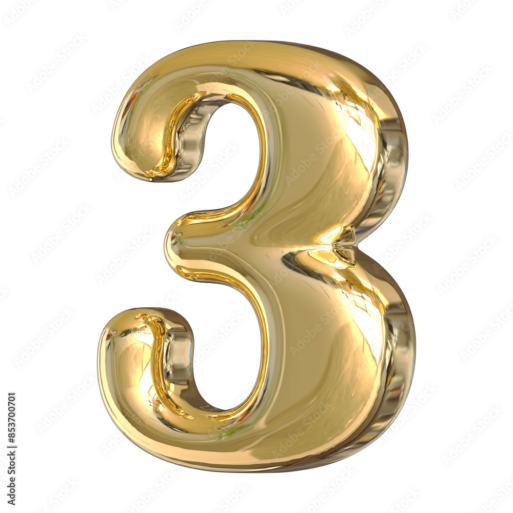 Gold 3D Number 3 Gold 3D Number 3