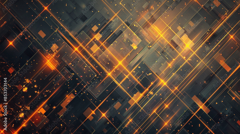 custom made wallpaper toronto digitalOrange and Charcoal glowing abstract geometric lines