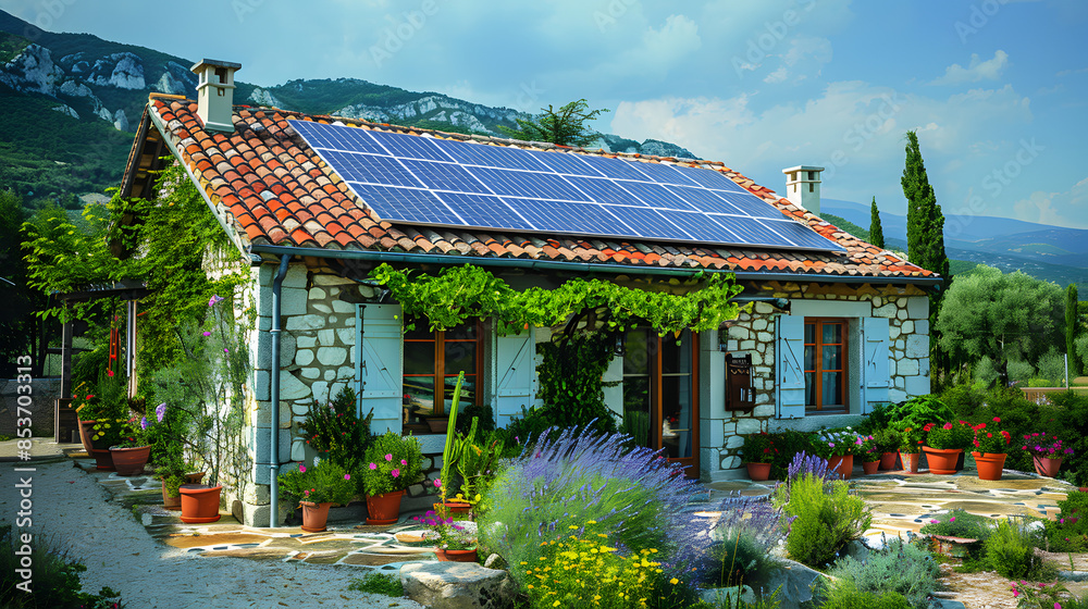 Casa de campo con instalación de paneles solares energia renovable Casa de campo con instalación de paneles solares energia renovable